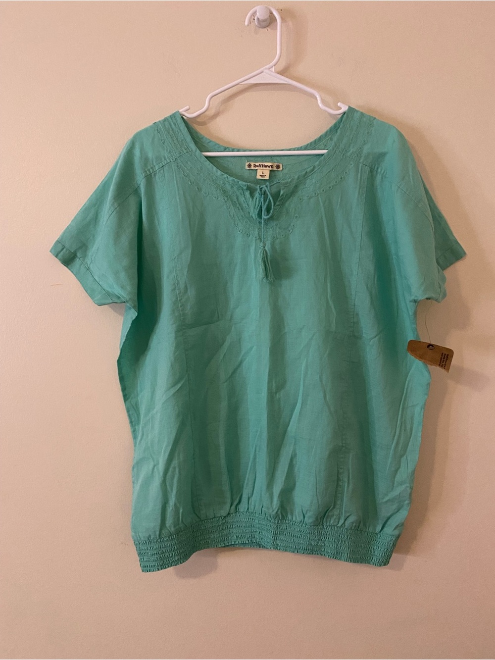 Ruff Hewn Cotton Mint Green Tribal Embroidered Tassel Tunic